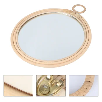 

1PC Willow Woven Mirror Woven Ornamental Mirror for Dorm Door Home Wall