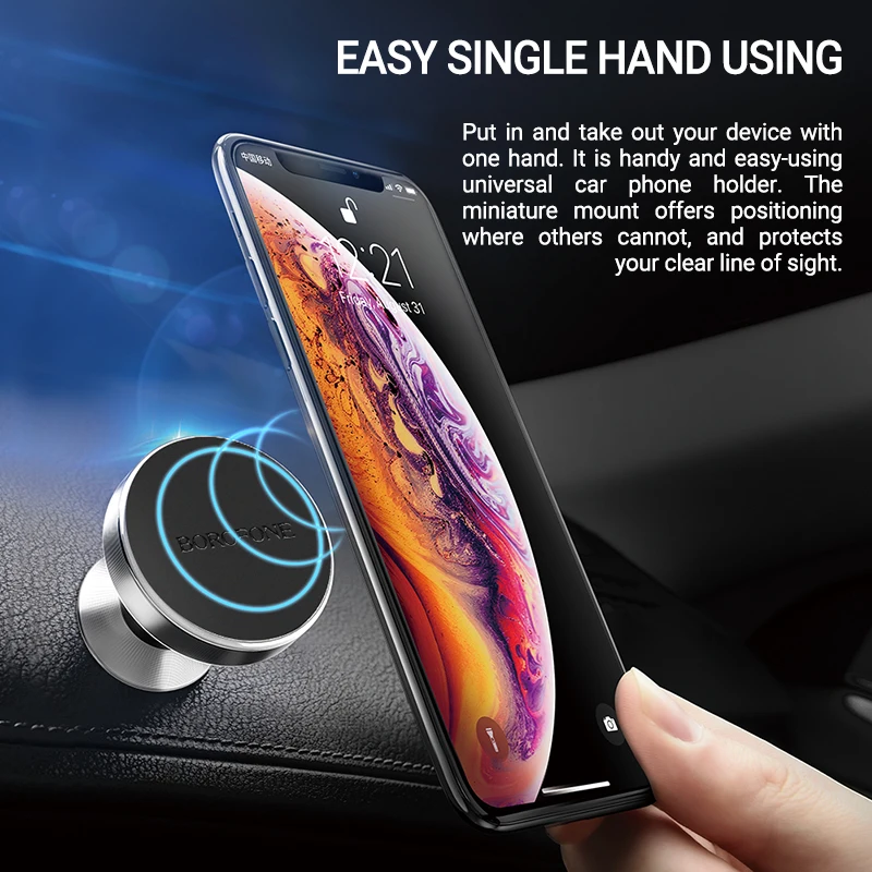 Support smartphone pour voiture sur grille d'aération BOROFONE BH9