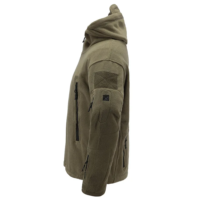 Мужская Флисовая Куртка с капюшоном с несколькими карманами, теплая Военная тактическая куртка
