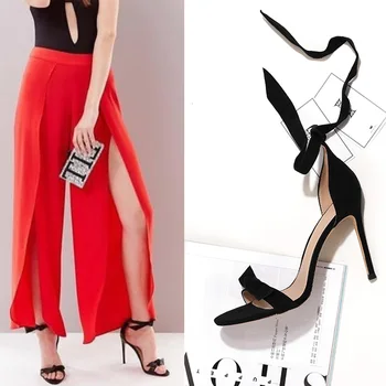 

High Heels Sandalias Mujer 2020 Stiletto Lace Up Women Sandals New Hot Brand Butterfly-knot Summer Shoes Ankle Straps Sexy Pumps
