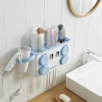 

Wall Mounted Storage Shelf Holder Mould Proof Bathroom Easy Install Multifunctional Automatic Toothpaste Dispenser Nail-free