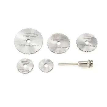 

6pcs/set HSS Circular Saw Blade Rotary Tool 22/25/32/35/44mm Wood Cutting Discs Drill Mandrel for Dremel Metal Cutter Hot Sale