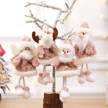 Новогодняя розовая плюшевая Рождественская елка, украшение, милый снеговик, лось, плюшевая кукла, Рождественская елка, подвеска, Санта-Клаус, ангел, Рождественская елка, Декор