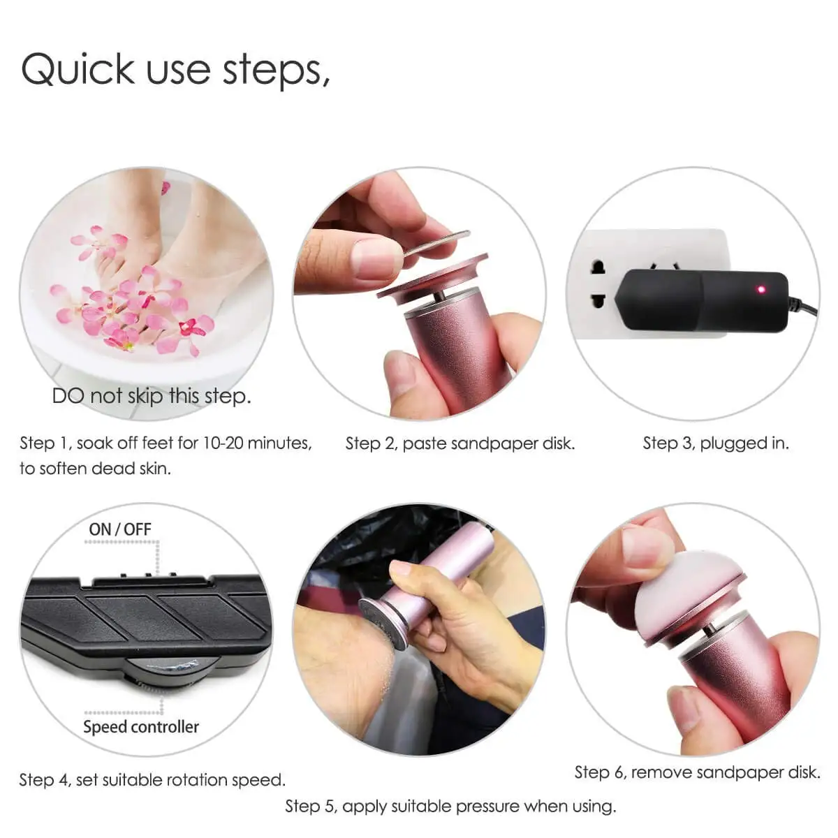 60 Pieces Replacement Sandpaper Disk Sanding Paper Accessory For Electric Foot Callus Remover Tool Pedicure Foot File 60PCS/Box 3