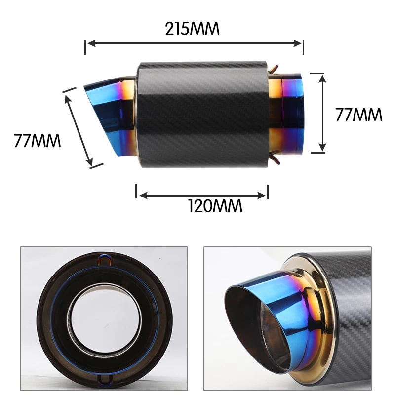 Blue Exhaust System for Kawasaki Z900 Ninja 900 Motorcycle Header Mid Pipe Slip On 77mm Muffler Escape with Removable Catalyst