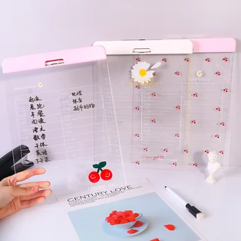 

Multifunction Clipboard A4 with Ruler Transparent Writing Board Large Clip Wordpad Acrylic Folder Holder Erasable Marker Clamp