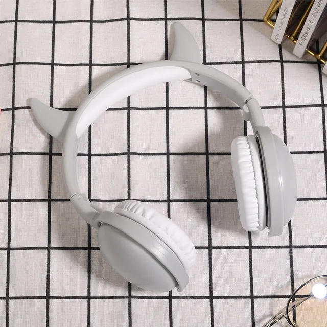 Bluetooth 5,0 наушники для детей, девочек, складные наушники с шумоподавлением, милые кошачьи наушники, стерео гарнитура с микрофоном - Цвет: Бежевый