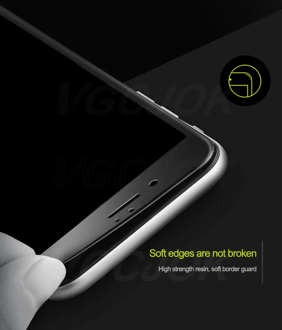 Новинка, 9D закаленное стекло с мягкими краями для iPhone 7, 8 Plus, X, XS, полное покрытие экрана, Защитное стекло для iPhone 7, 8, 6, 6S Plus, пленка