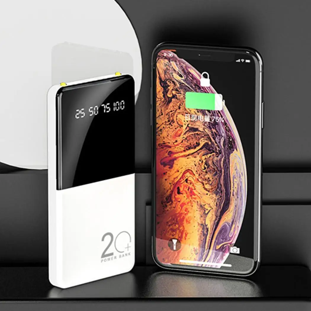 Ultra-thin Power Bank Phone 20000mAh Digital Display DC5V2A Portable Micro Charger Home, Casual powerbank