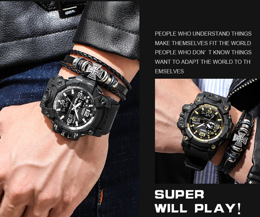 Мужские цифровые наручные часы с ЖК-дисплеем добавки часы для мужчин цифровые часы мужские военные спортивные часы с большим циферблатом Wtaerproof часы
