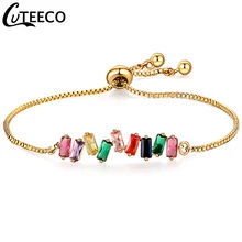 CUTEECO многоцветный Браслет принцессы с кубическим цирконием и браслет для женщин, свадебный браслет на цепочке, модные ювелирные изделия, браслеты