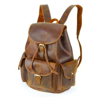 

Fashion Laptop Backpack Leather Retro Backpack Men Travel Backpack Waterproof School Bag Male Business Laptop Bag Accessories