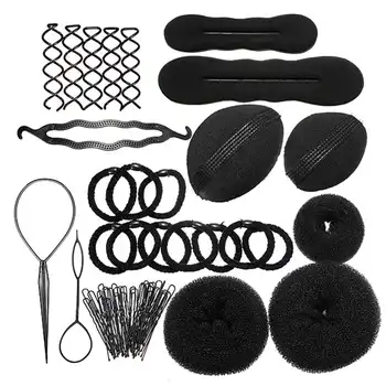 

Professional Hairdressing Braiders Set Foam Sponge Magics Hair Styling Clip Maker Tools Pads Hairpins Bun Accessory Set