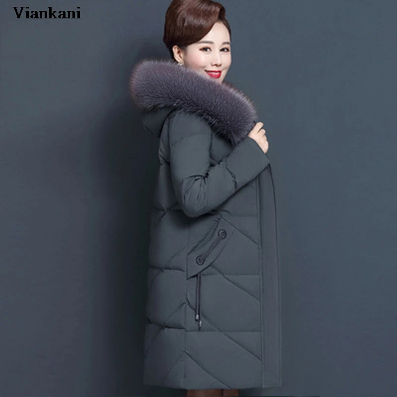 Plus Size 7XL Middle Aged Winter Jacket Women Hooded Fur Collar Parka Long Womens Down Cotton Coat And | Женская одежда