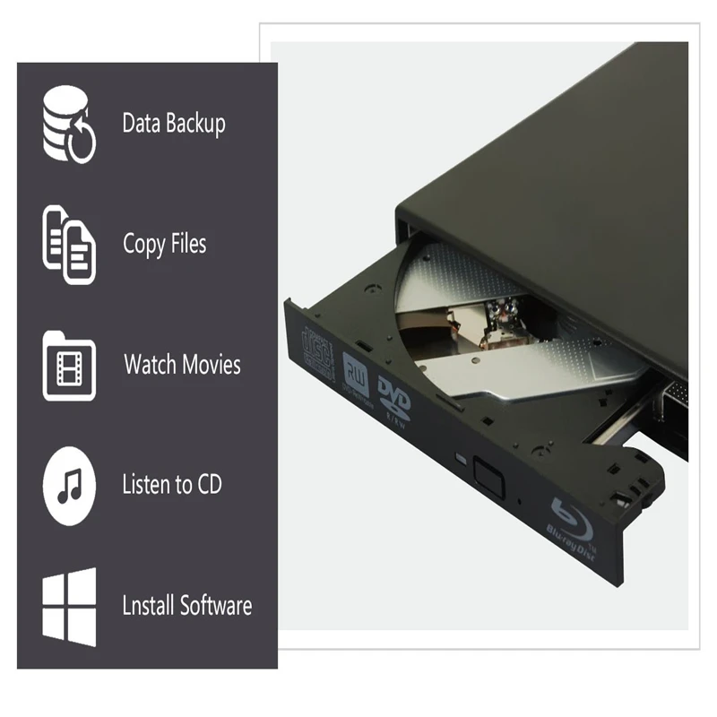 Bluray плеер Внешний USB 2,0 DVD привод Blu-Ray 3D 25G 50G BD-R BD-ROM CD/DVD RW записывающее устройство для ноутбука
