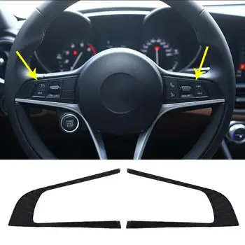 

2Pcs Carbon Fiber Steering Wheel Button Decoration Frame Cover Trim Fit for Alfa Romeo Giulia Automobiles araba aksesuar