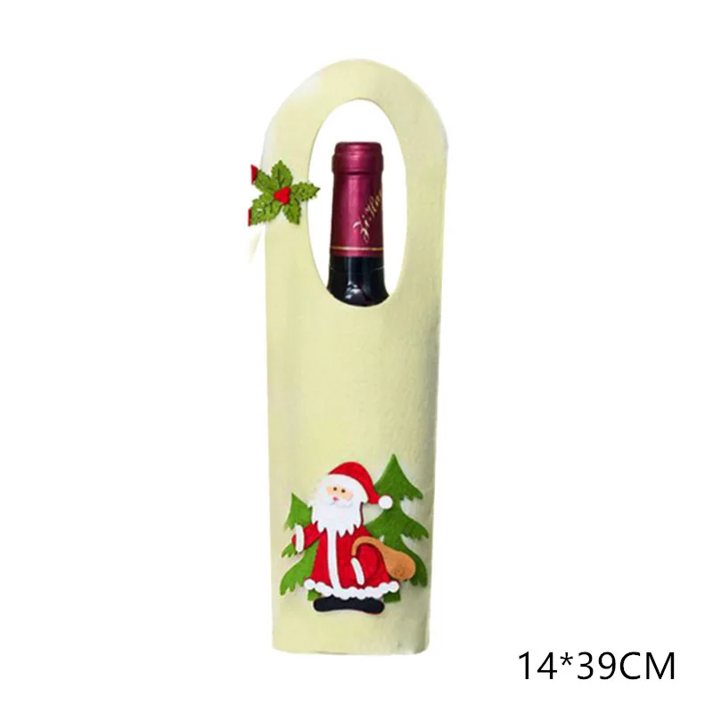 Новогодний Санта Клаус Снеговик бутылка вина пылезащитный чехол Noel рождественские украшения для дома Рождественский подарок декор для обеденного стола - Цвет: white
