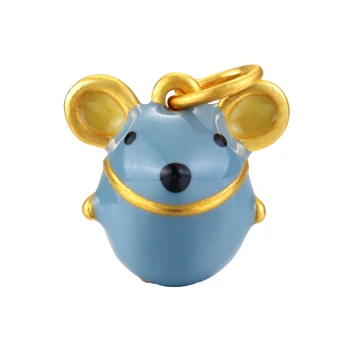 

New Arrival 24K Yellow Gold Pendant Women 3D 999 Gold Mouse Necklace Pendant