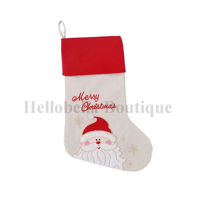 

12PCS Personalised Christmas Stocking Kids Snowflake Embroidered Xmas Sack Santa Boot