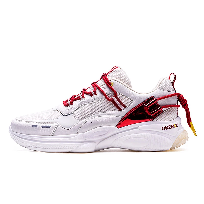 ONEMIX/мужская спортивная обувь; светильник; женские кроссовки; домашняя спортивная обувь; Уличная Повседневная обувь; дорожные кроссовки - Цвет: red white