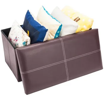 

Foldable Footstool Practical PVC Leather Rectangle Shape Storage Box Stool Sofa Stool Storage Cabinet for Home Modern Simple