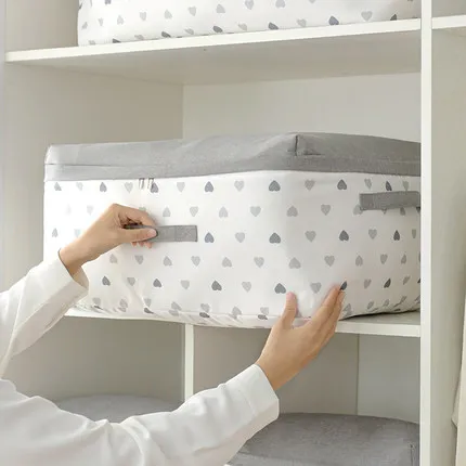 Foldable Clothes Quilt Storage Bags Organizer Pillow Blanket Boite Rangement Large Capacity Clothing Storage Bag Home Organizer gray sweetheart