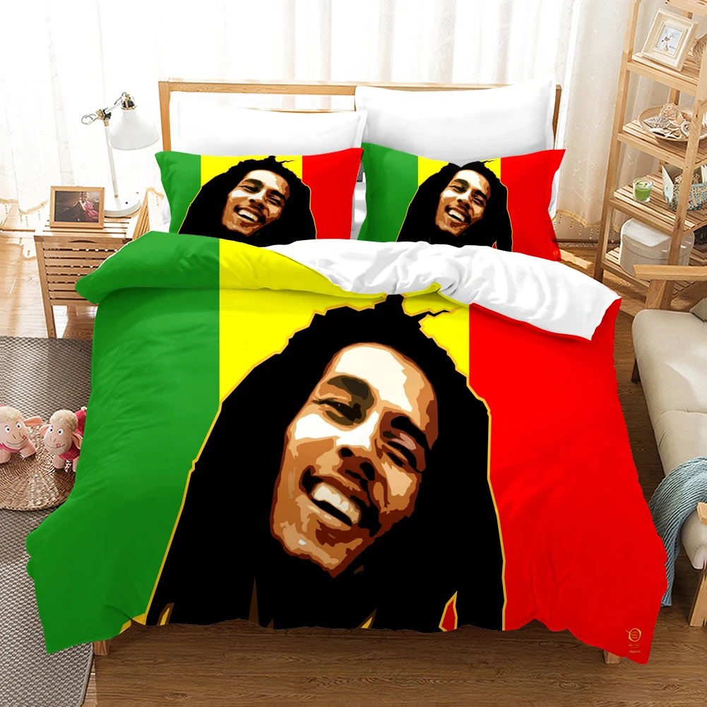 3D Funda nórdica Rasta Bob Marley del lecho del edredón cubierta con funda de almohada G 