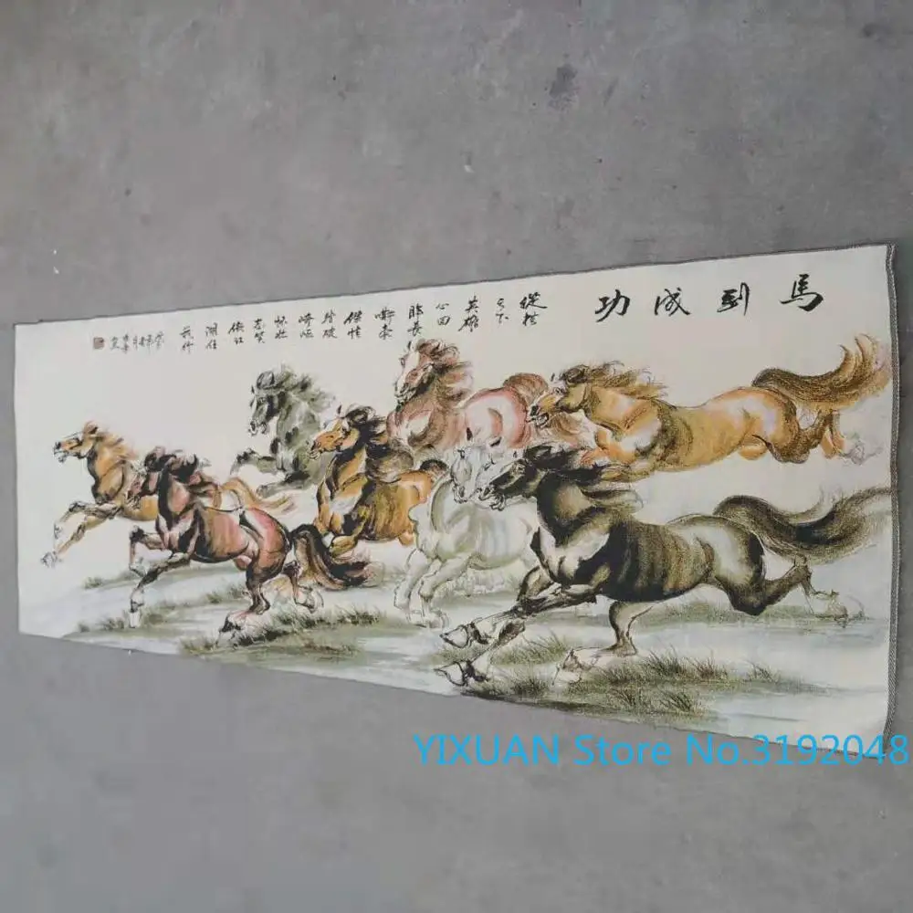

Galloping horse, successful horse, silk, Thangka brocade, gold silk cloth, embroidery, silk embroidery, antique crafts