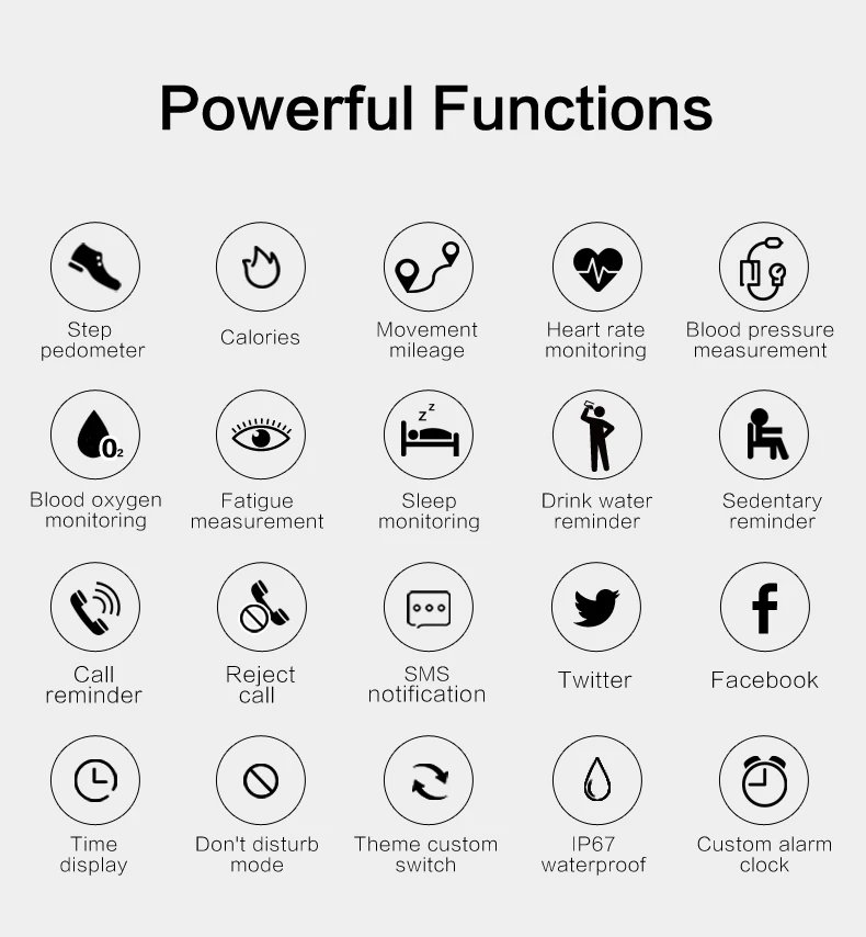 Colorful Smart Watch Waterproof Blood Pressure Heart Rate Sport Smart Fitness Bracelet Watch Band intelligent Activity Tracker