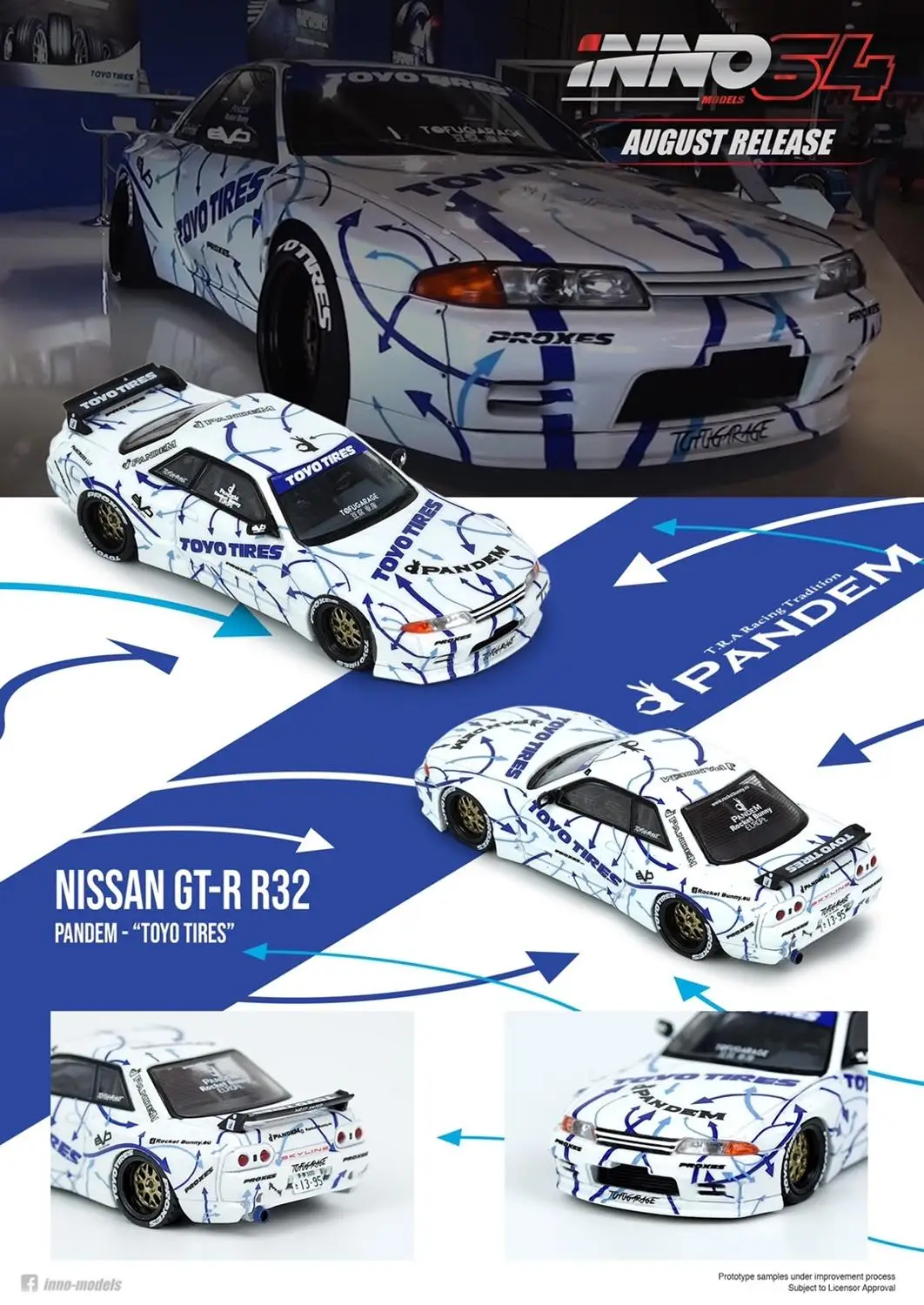 INNO64 NIS SAN SKYLINE GT-R R32 ROCKET BUNNY-PANDEM &quotшины Тойо&quot литая модель выпуск в Авг | Игрушки и