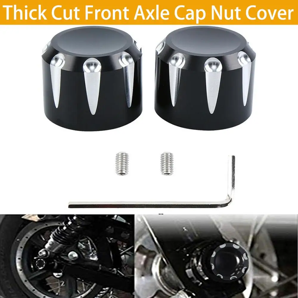 

Thick Cut Front Axle Cap Nut Cover Black CNC Axle Cover for Harley Electra Glide Sportster