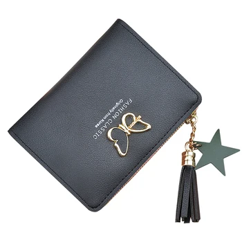 

2020 New Fashion Women Wallet Personlity Tassel Bow Short Clutch Bag Multi-card Position Card Holder Lady Coin Purse for Travel