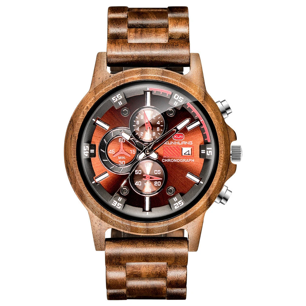 

2020 Woodiness Wrist Watch Male Aristotle Function Motion Wood Wrist Watch Wooden creative Watches
