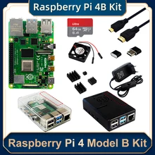 Carte Raspberry Pi 4 8 go/4 go/2 go RAM + boîtier ABS + carte SD + adaptateur secteur + dissipateur thermique + câble vidéo pour Raspberry Pi 4 modèle B