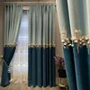 New Light Luxury Curtains for Living Dining Room Bedroom Thick Cashmere Shading Chenille Embroidered Bead Blue Curtains Tulle ► Photo 2/5
