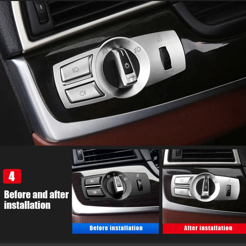 

For BMW 5 series f10 2011-17 interior auto accessories Headlight switch decorative button switch cover sticker trim sequin