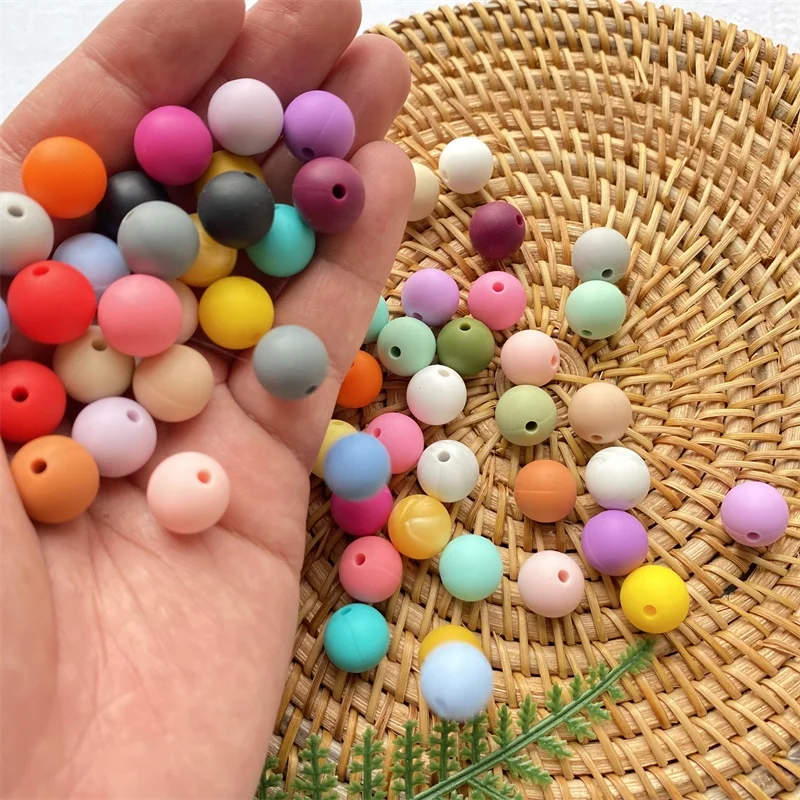 100Pcs 9mm 둥근 구슬 실리콘 구슬 를위한  Teething 음식 급료  부속품 구슬  장난감