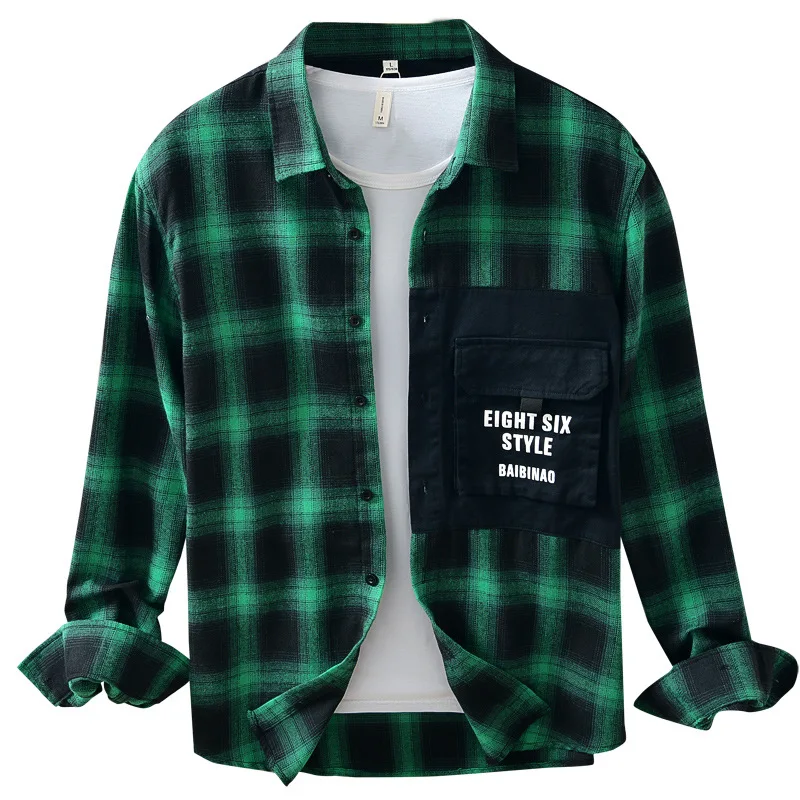 

Spring Autumn cotton shirt men 2020 new big plaid Breathable tops casual loose man shirts Comfortable camisa masculina