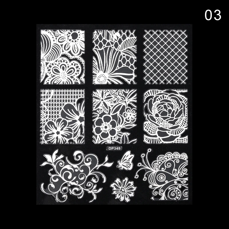 1 лист, стикеры 3D на ногти Nail Art, Рождественская серия, золотой, черный цветок, смешанные узоры, переводные наклейки для ногтей, 3D украшение для ногтей - Цвет: 03