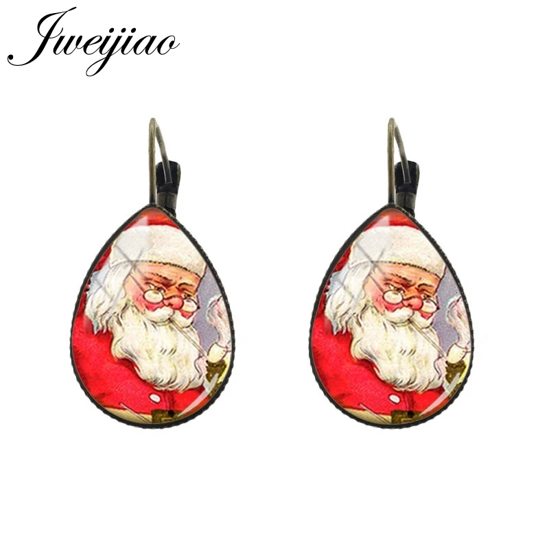 JWEIJIAO, серьги с Рождеством, сани и лося, рисунок, слеза, капля воды, ушные клипсы для женщин, мужчин, детей, ювелирное изделие, подарок С30
