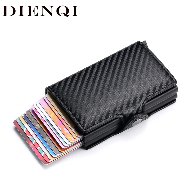 

DIENQI2020 Anti Rfid Luxury Brand Men Wallet Money Bag Male Double Card Case Trifold Leather Short Wallet for Men dropshippping