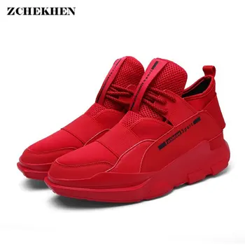 

Hidden Heels High Top Sneakers Men Sports Shoes Chunky Sneakers Autumn Casual Flats Sneakers Red Shoes Tenis Masculino# y3