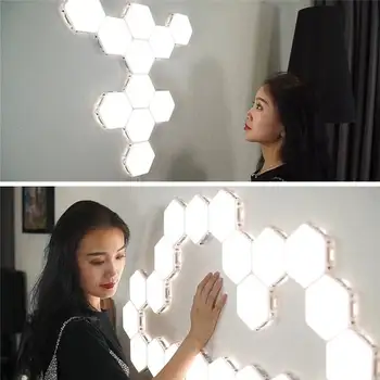 

LED Wall Light Hexagon White Ambient Lighting Touch Control Lighting System Room Lamp Home Decoration Lantern Decor Lamp
