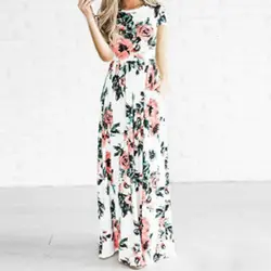 [Ключевые слова] Zomer Bloemenprint Boho strand jurk Korte Mouw avond вечернее платье tuniek vestidos + Размер