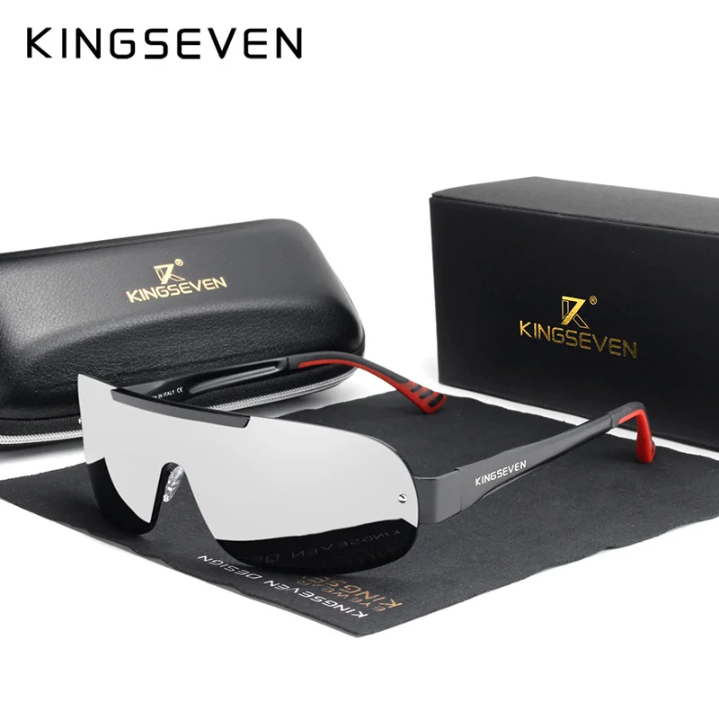 Koop KINGSEVEN Bril Ontwerp Nieuwe Aluminium mannen Merk Zonnebril Gepolariseerde Zonnebril Geïntegreerde Lens Nachtzicht Rijden Eyewear