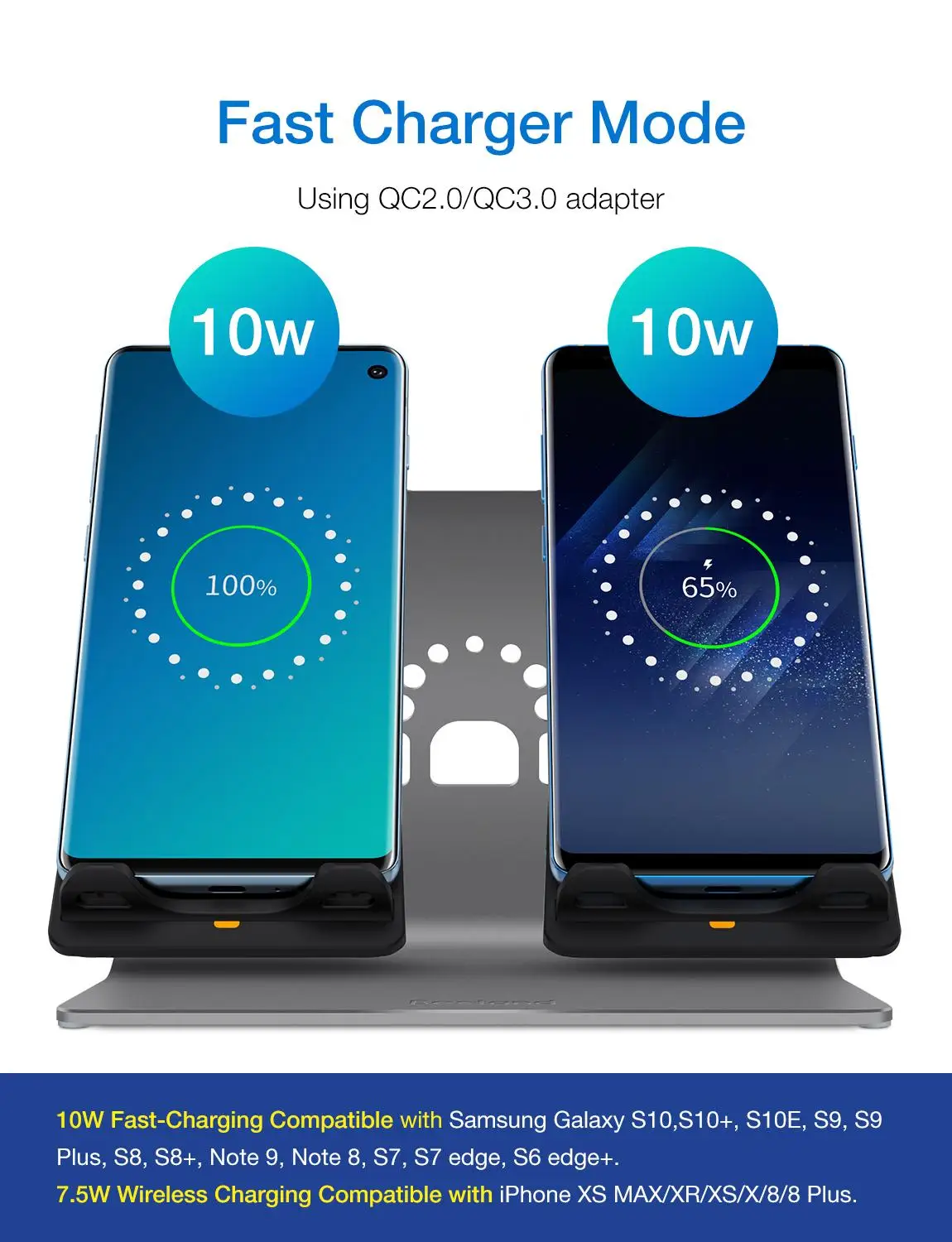 Bestand Лидер продаж алюминиевая Беспроводная зарядка двух телефонов подставка Беспроводная зарядка для iPhone Qi Быстрая зарядка