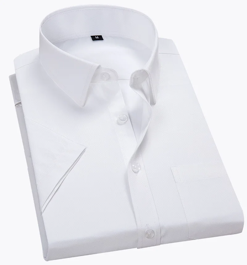 Camisa de manga corta para hombre, Camisa Formal de negocios, de calidad, color blanco, sólido, para eventos sociales, 4XL, 5XL, 6XL, 7XL, 8XL, de verano