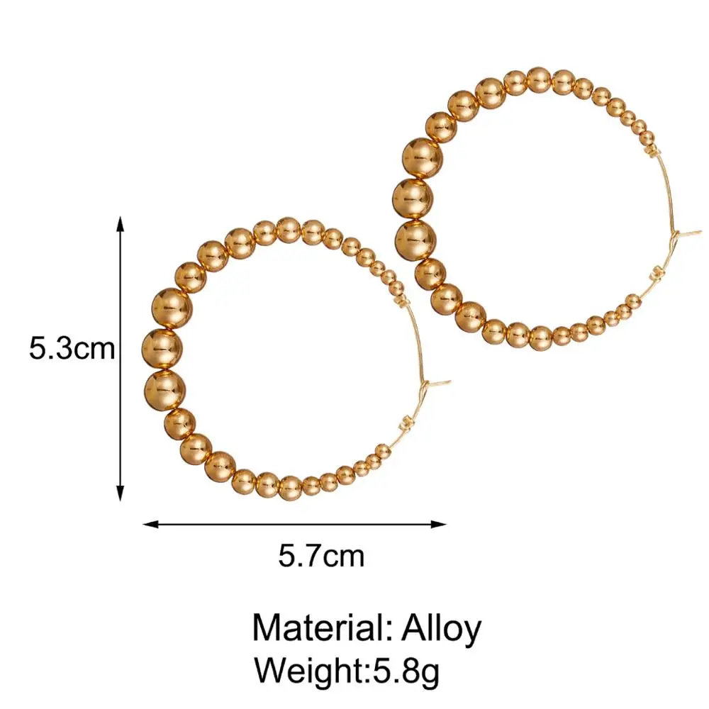 Женские серьги-кольца BLIJERY золотого цвета с бусинами, большие массивные круглые серьги в винтажном стиле, модное панк Ювелирное Украшение для ночного клуба