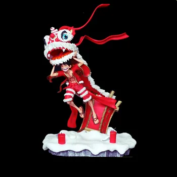 

30CM Statue Lion Dance Monkey D Luffy Anniversary Edition Plastic Man RESIN GK Action Figure Model Toy M3468