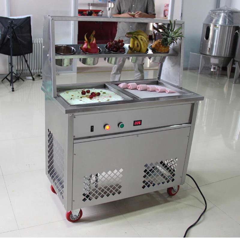 New Commercial Ice Cream Roll Machine Deep 2.5cm Thailand Fry Ice Cream Roll Machine Rolled Fried Ice Cream Machine 3